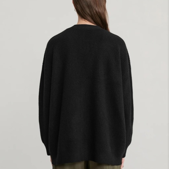 Jenni Kayne Cashmere Cocoon V Neck Button Knit Oversized Cardigan Sweater Black - Picture 4 of 10